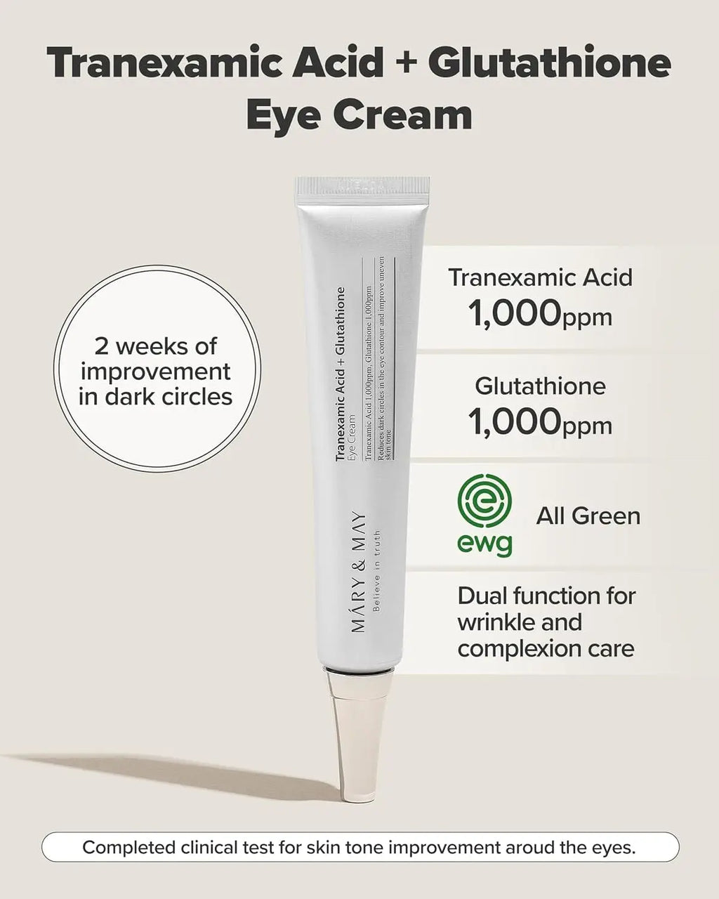 MARY & MAY Tranexamic Acid + Glutathion Eye Cream - 30ml