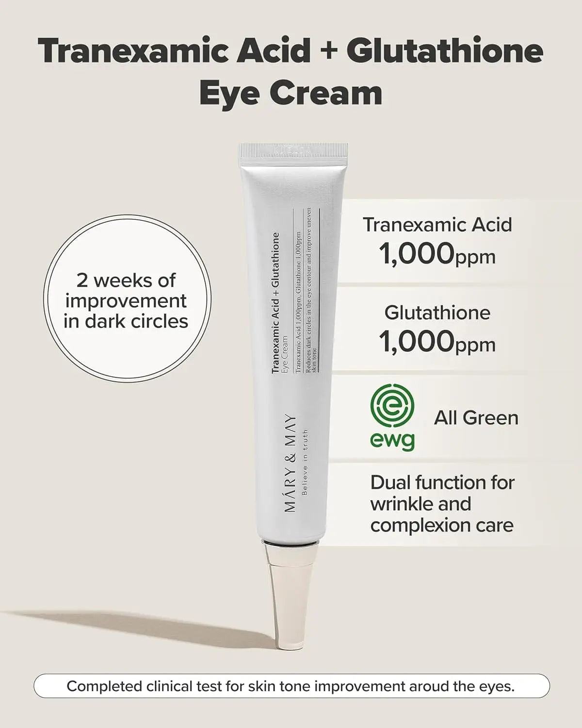 MARY & MAY Tranexamic Acid + Glutathion Eye Cream - 30ml