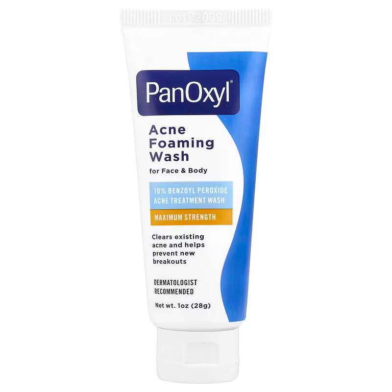 PanOxyl Acne Foaming Wash Benzoyl Peroxide 10% Maximum Strength 28gm