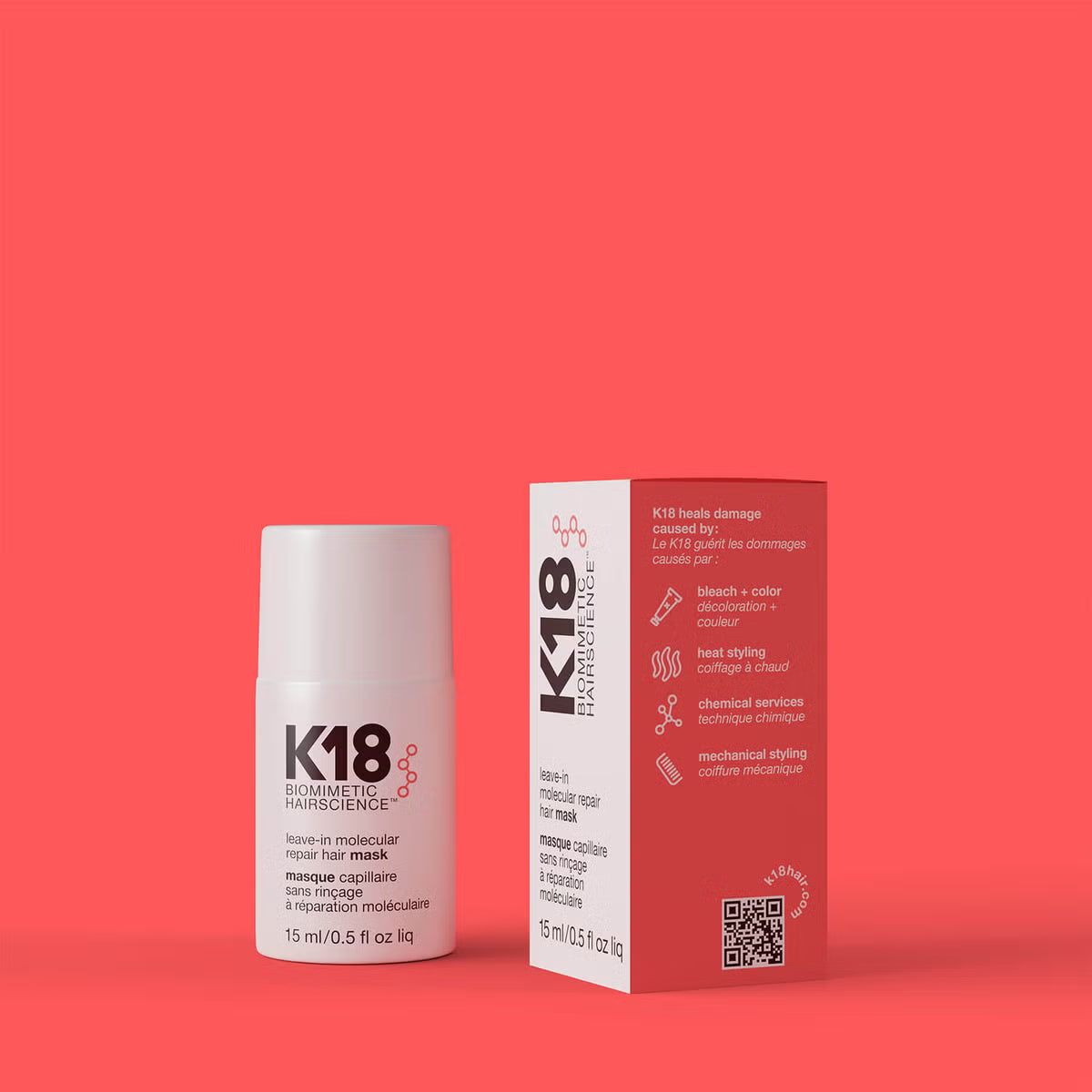k18 biomimetic hairscience leave in molecular repair hair mask 15ml