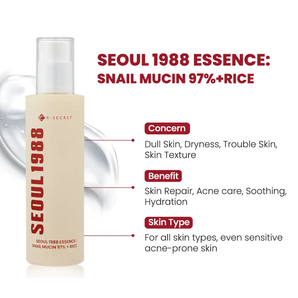 KSECRET SEOUL 1988 Essence : Snail Mucin 97% + Rice 100ml