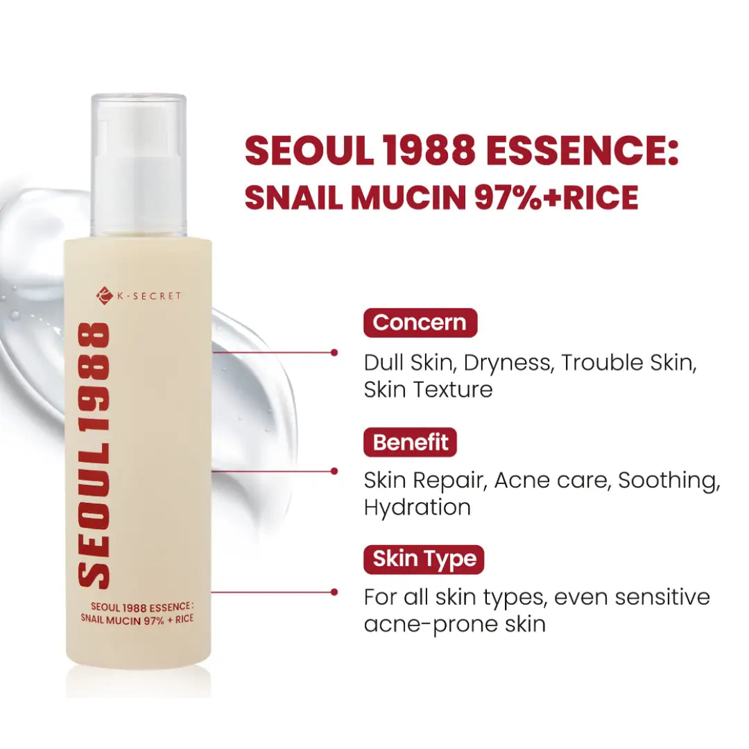 KSECRET SEOUL 1988 Essence : Snail Mucin 97% + Rice 100ml