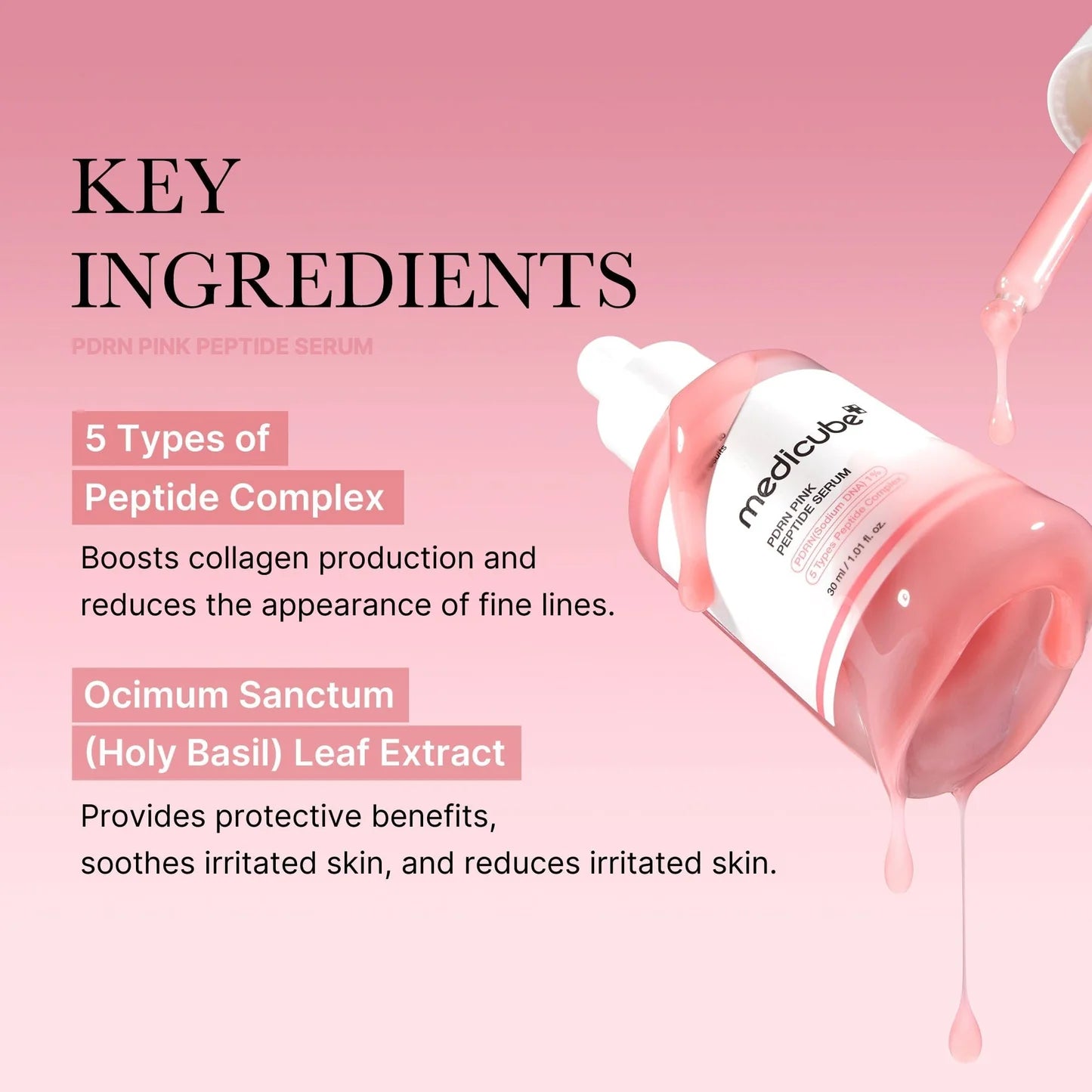Medicube PDRN Pink Peptide Serum, Pink Glow Serum 30ml